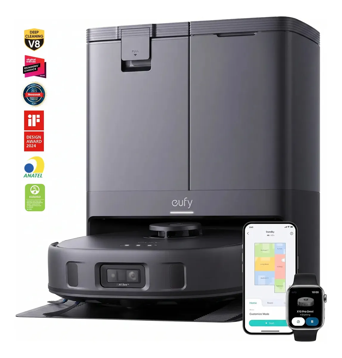 Robô Aspirador eufy X10 Pro Omni com IA e Base Autolimpante